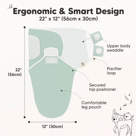 KeaBabies 3 Set Bundle Organic Velcro Swaddles Sleep Sack Neutral (Baby, 0-3M) - Picture 2 of 3